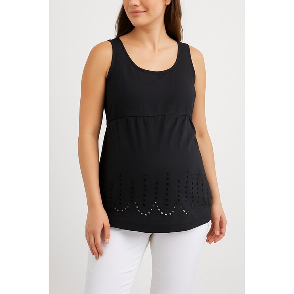 Gap Maternity Black Sleeveless Tunic Top  Medium - Laser Cut Detail  Lightweight - Picture 1 of 7